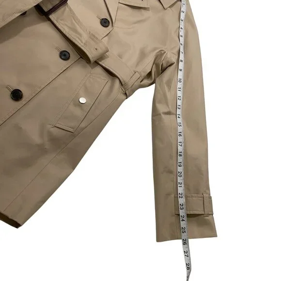 J.Crew Womens Double-Breasted Belted short Trench Coat XS Beige Cotton Outerwear - Picture 11 of 11
